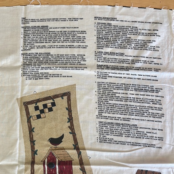 Birdhouse Bungalow Vest Fabric Panel - Picture 7 of 7